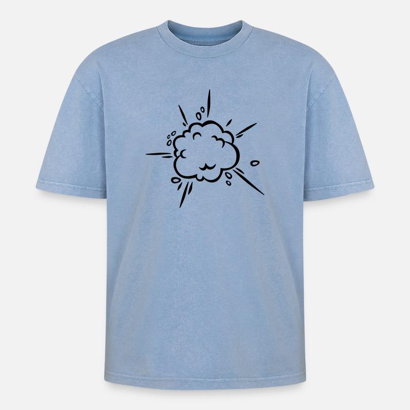 Comic Staubwolke - Oversized Unisex Premium Acid-Washed T-Shirt - Blau Acid Wash