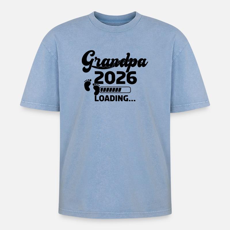 Grandpa 2026 Loading - Oversized Unisex Premium Acid-Washed T-Shirt - Blau Acid Wash