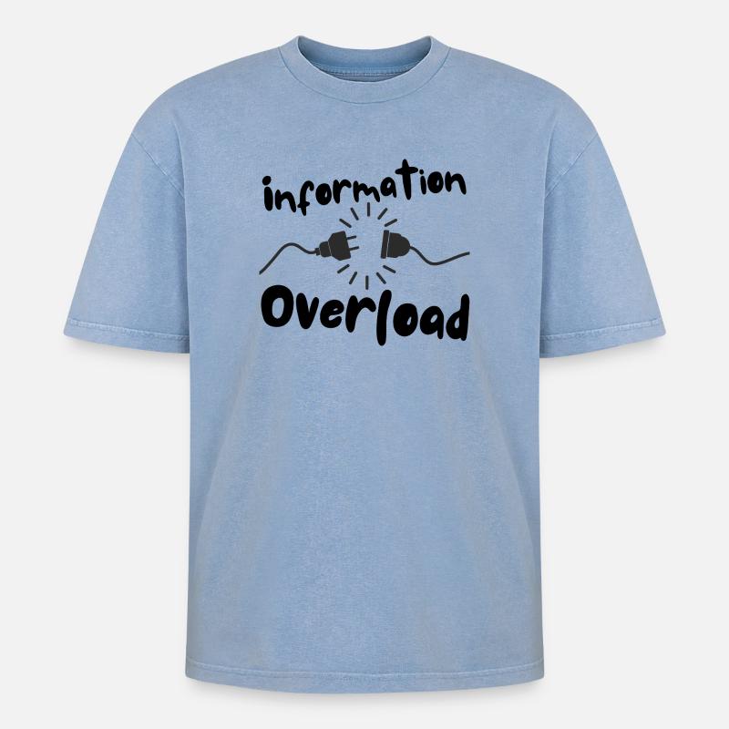 Information overload Stecker Strom - Oversized Unisex Premium Acid-Washed T-Shirt - Blau Acid Wash