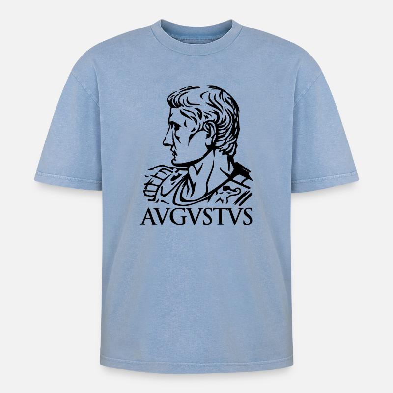 Augustus Römischer Kaiser "AVGVSTVS" Geschichte Tribut - Oversized Unisex Premium Acid-Washed T-Shirt - Blau Acid Wash