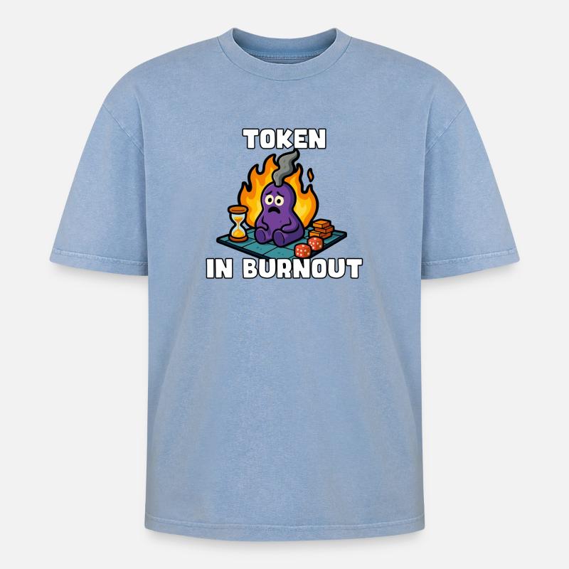 Token-Burnout - Oversized Unisex Premium Acid-Washed T-Shirt - Blau Acid Wash