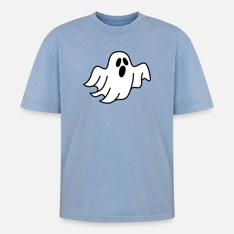 Geist oder Gespenst - Oversized Unisex Premium Acid-Washed T-Shirt - Blau Acid Wash