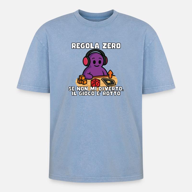 Regel Null: Spaß oder Trennung - Oversized Unisex Premium Acid-Washed T-Shirt - Blau Acid Wash