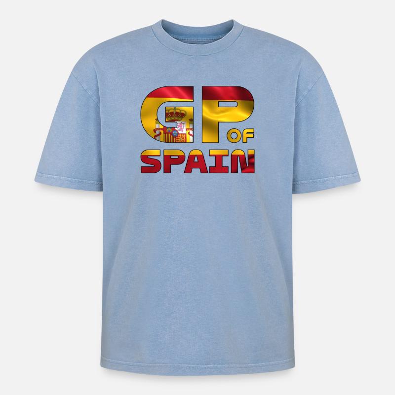 spain_gp - Oversized Unisex Premium Acid-Washed T-Shirt - Blau Acid Wash