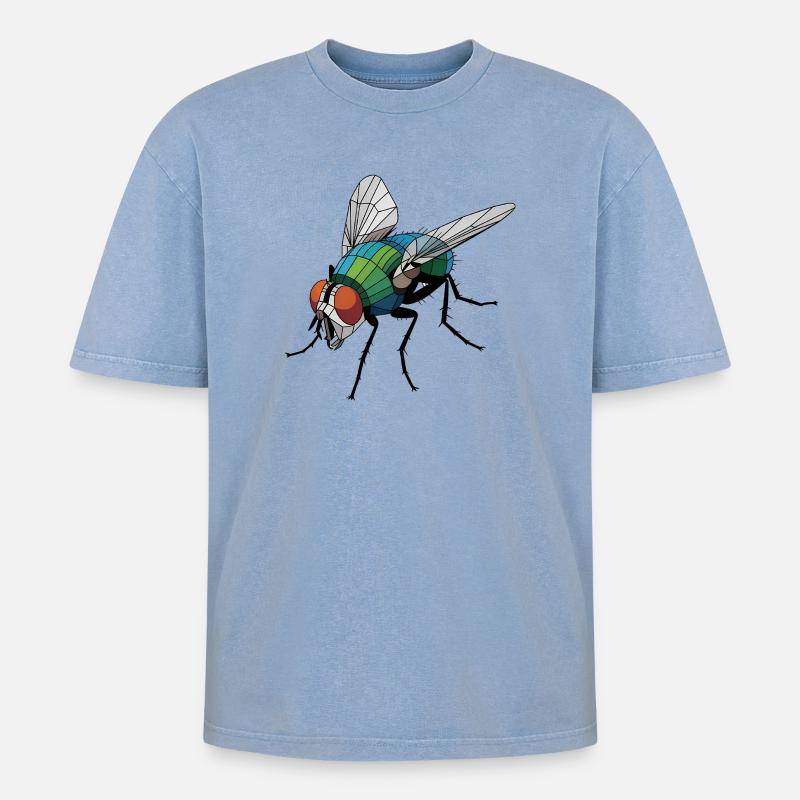 Fly - Cooles Low-Poly-Logo - Oversized Unisex Premium Acid-Washed T-Shirt - Blau Acid Wash