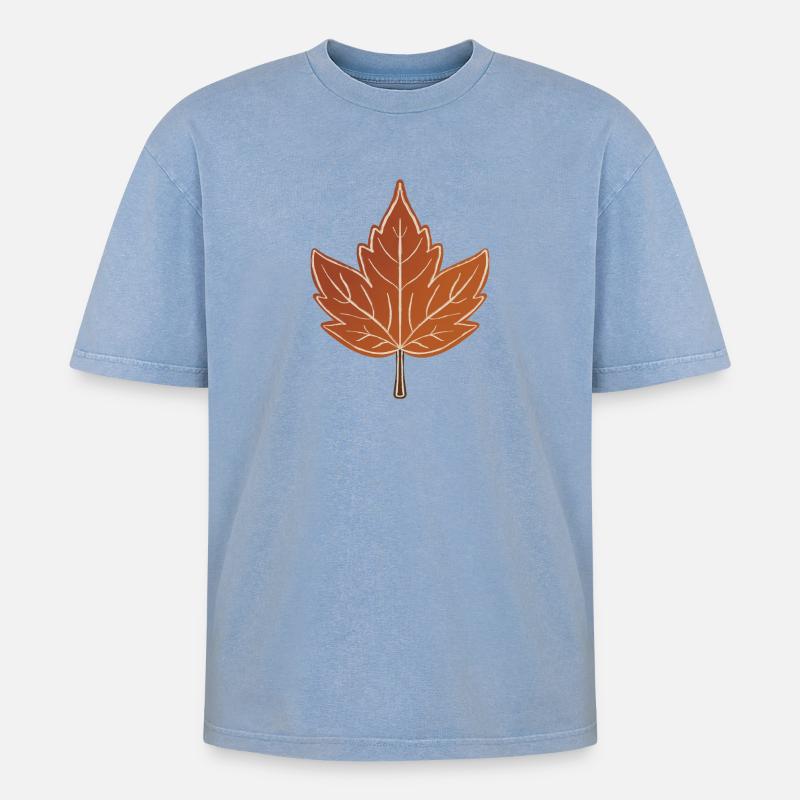Autumn Maple Leaf - Oversized Unisex Premium Acid-Washed T-Shirt - acid washed blue