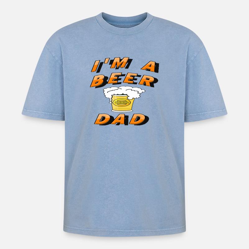Bier - Oversized Unisex Premium Acid-Washed T-Shirt - Blau Acid Wash