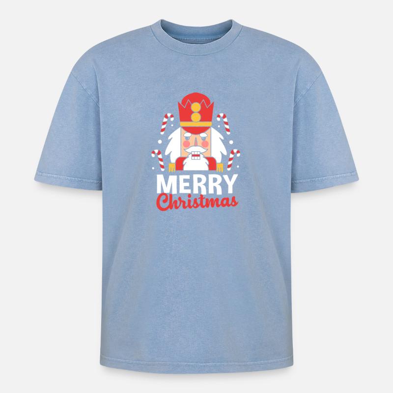 Christmas Nutcracker - Oversized Unisex Premium Acid-Washed T-Shirt - acid washed blue