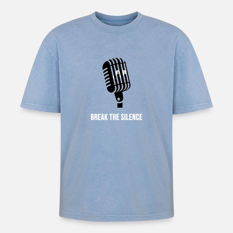 Break the Silence - Oversized Unisex Premium Acid-Washed T-Shirt - Blau Acid Wash