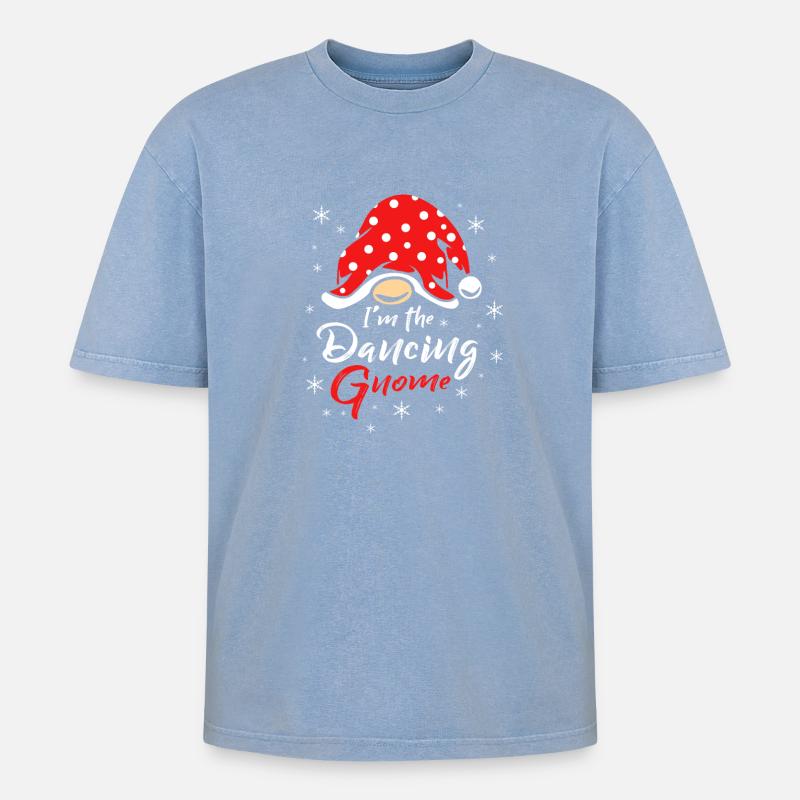 Gnome Dancing - Oversized Unisex Premium Acid-Washed T-Shirt - acid washed blue