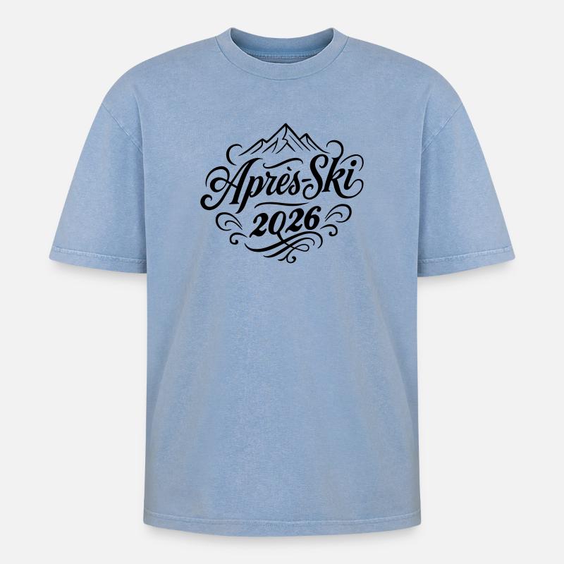 Apres Ski 2026 - Oversized Unisex Premium Acid-Washed T-Shirt - Blau Acid Wash
