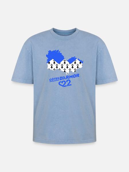 Cotes d'Armor 22 - T-shirt Premium unisexe oversize acid-washed - bleu délavé acide