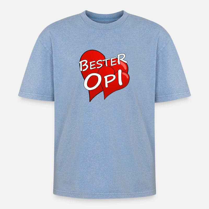 BESTER OPI - Oversized Unisex Premium Acid-Washed T-Shirt - Blau Acid Wash
