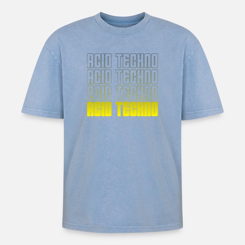 Acid Techno Wiederholung Gradient - Oversized Unisex Premium Acid-Washed T-Shirt - Blau Acid Wash