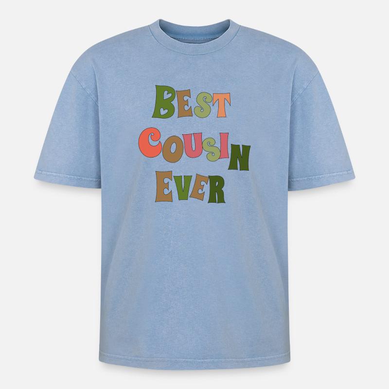 Best Cousin ever - Oversized Unisex Premium Acid-Washed T-Shirt - Blau Acid Wash