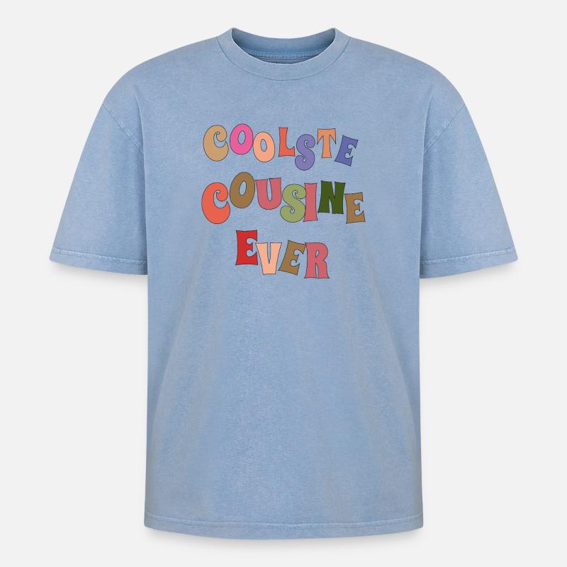 Coolste Cousin Ever  - Oversized Unisex Premium Acid-Washed T-Shirt - Blau Acid Wash