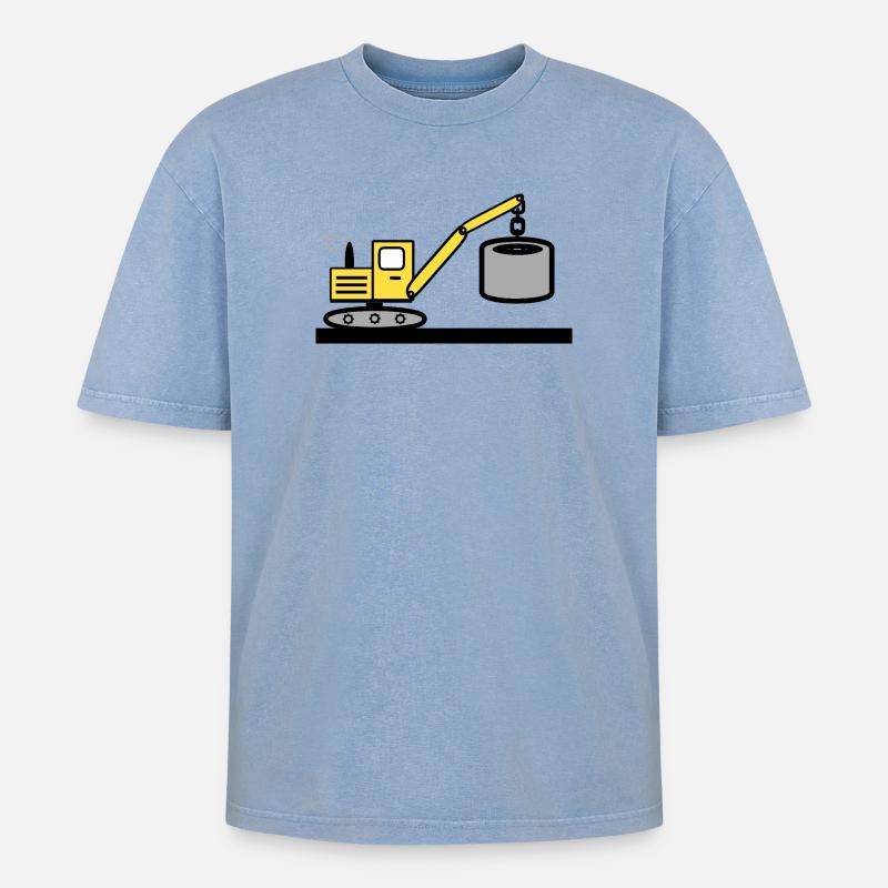 Bagger - Oversized Unisex Premium Acid-Washed T-Shirt - Blau Acid Wash