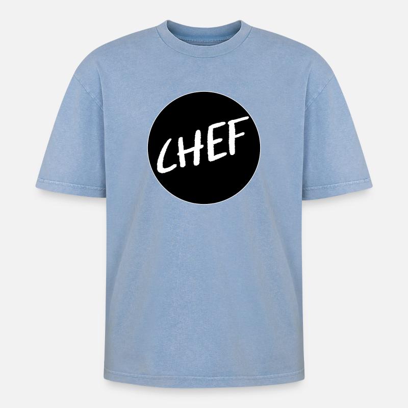 CHEF VORGESETZTER - Oversized Unisex Premium Acid-Washed T-Shirt - Blau Acid Wash