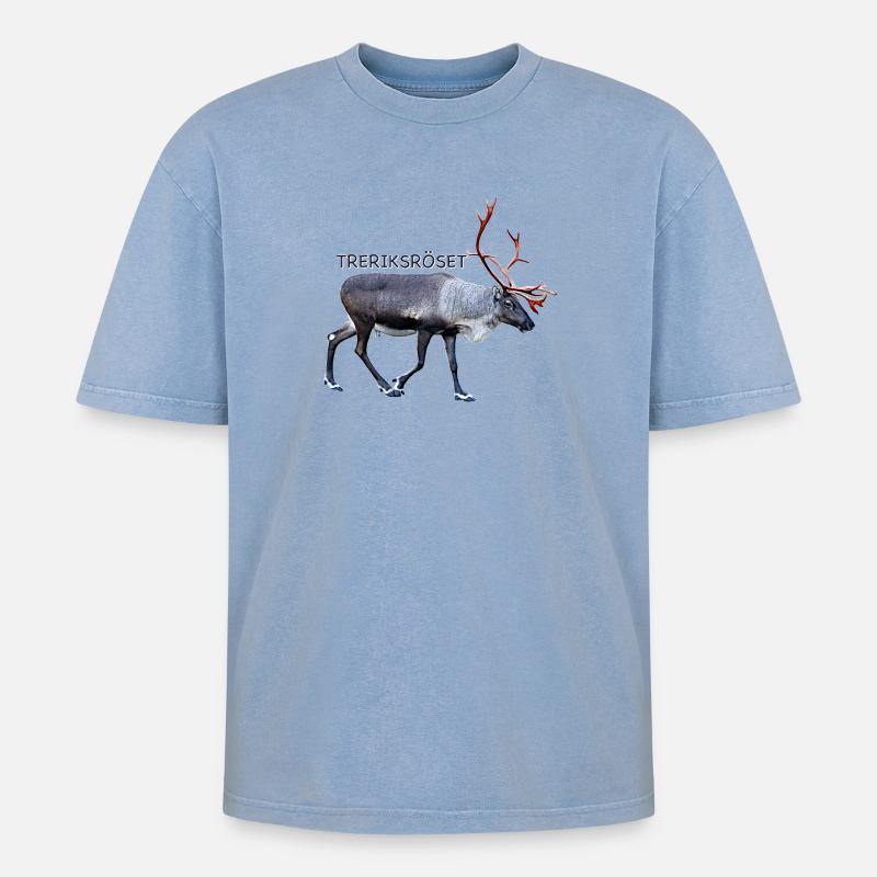 DREI-LÄNDER-ROSETTE - Oversized Unisex Premium Acid-Washed T-Shirt - Blau Acid Wash