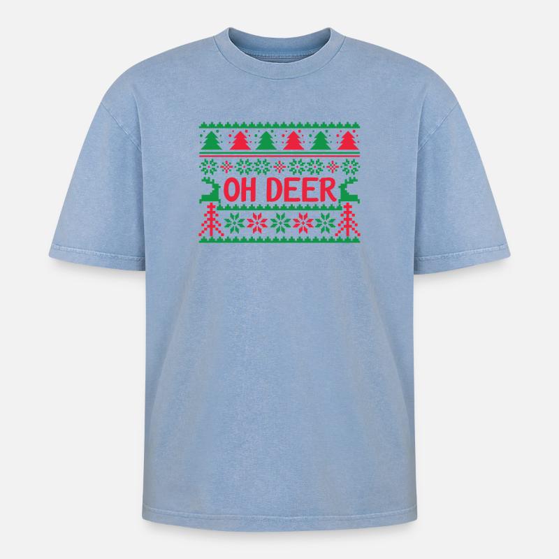 Pull moche - Oh Deer - T-shirt Premium unisexe oversize acid-washed - bleu délavé acide