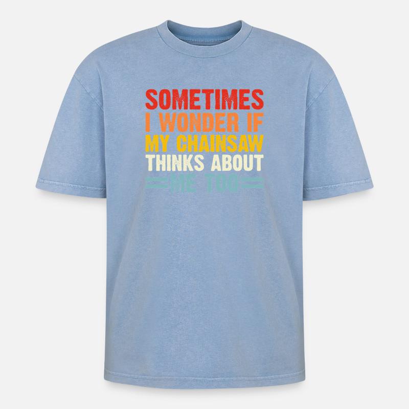 Waldarbeiter Geschenk Baumpfleger Holzarbeiter - Oversized Unisex Premium Acid-Washed T-Shirt - Blau Acid Wash
