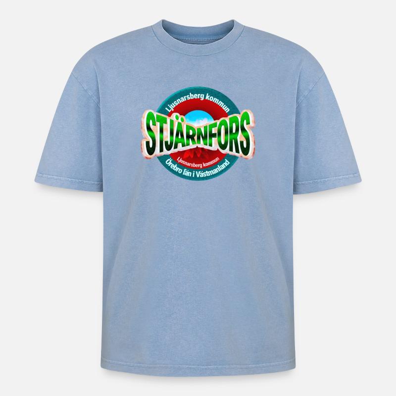 Stjärnfors - Oversized Unisex Premium Acid-Washed T-Shirt - Blau Acid Wash