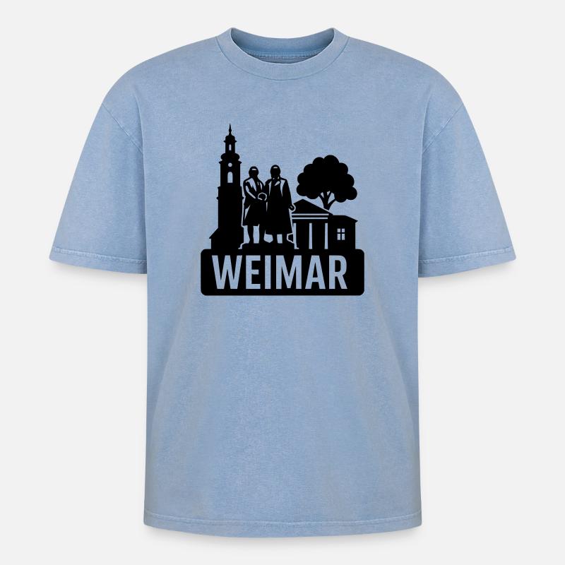 Weimar, Thuringia - Oversized Unisex Premium Acid-Washed T-Shirt - acid washed blue