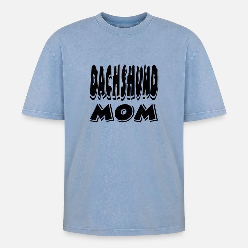 Dackel - Oversized Unisex Premium Acid-Washed T-Shirt - Blau Acid Wash