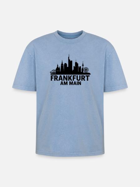Francfort-sur-le-Main Silhouette - T-shirt Premium unisexe oversize acid-washed - bleu délavé acide