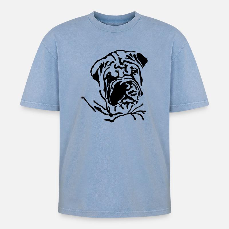 Shar-Pei - T-shirt Premium unisexe oversize acid-washed - bleu délavé acide