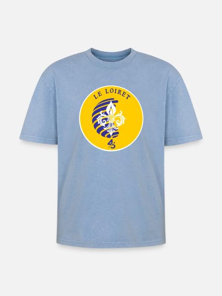 Fleur de Lys Loiret 45 - Oversized Unisex Premium Acid-Washed T-Shirt - acid washed blue