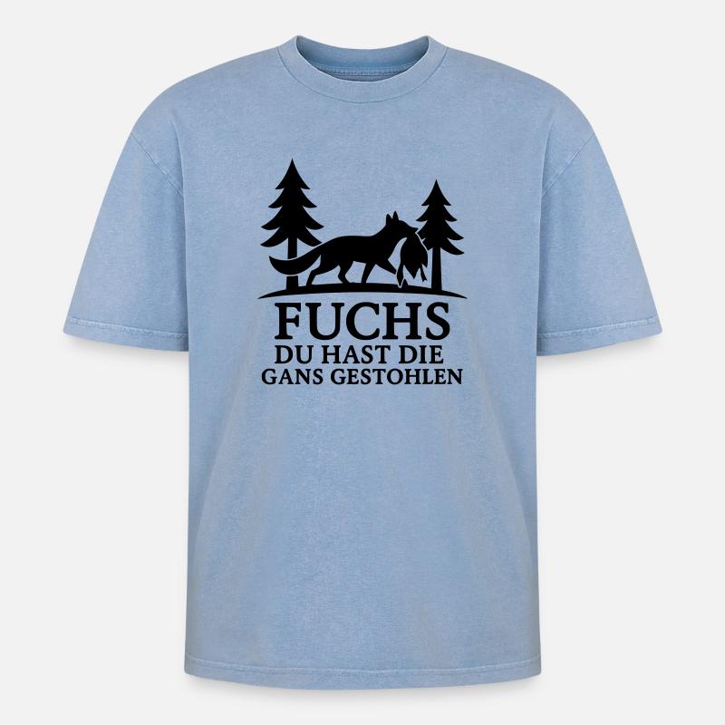 fuchs gans gestohlen - Oversized Unisex Premium Acid-Washed T-Shirt - Blau Acid Wash