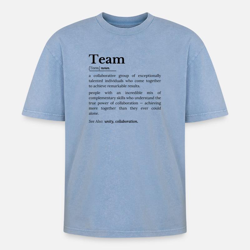 Team-Definition - Oversized Unisex Premium Acid-Washed T-Shirt - Blau Acid Wash
