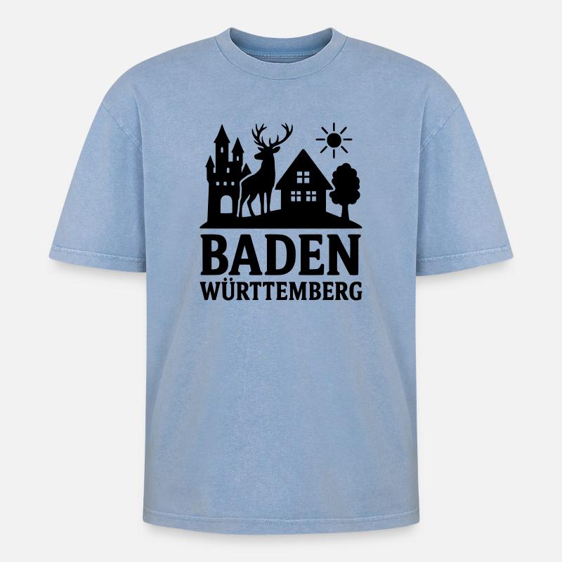 Monument du Land de Bade-Wurtemberg - T-shirt Premium unisexe oversize acid-washed - bleu délavé acide
