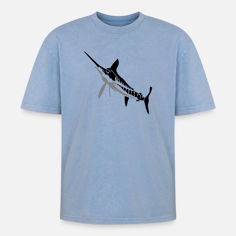 Marlin - T-shirt Premium unisexe oversize acid-washed - bleu délavé acide