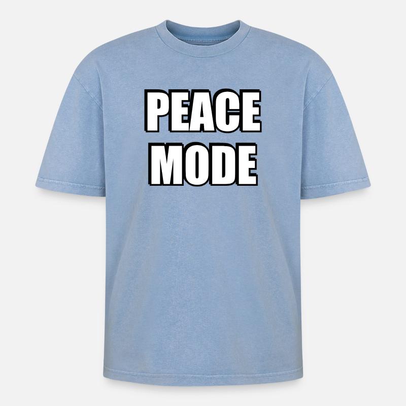 Friedens-Modus - Oversized Unisex Premium Acid-Washed T-Shirt - Blau Acid Wash