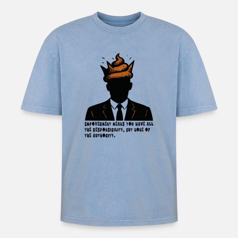 Leadershit Principles - Oversized Unisex Premium Acid-Washed T-Shirt - Blau Acid Wash