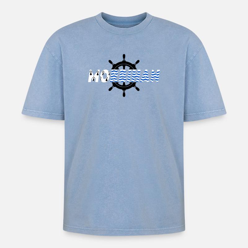 Morbihan - Oversized Unisex Premium Acid-Washed T-Shirt - Blau Acid Wash