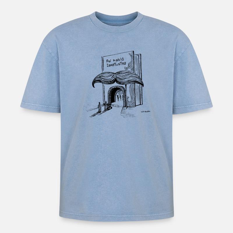 Nietzsche - Oversized Unisex Premium Acid-Washed T-Shirt - Blau Acid Wash