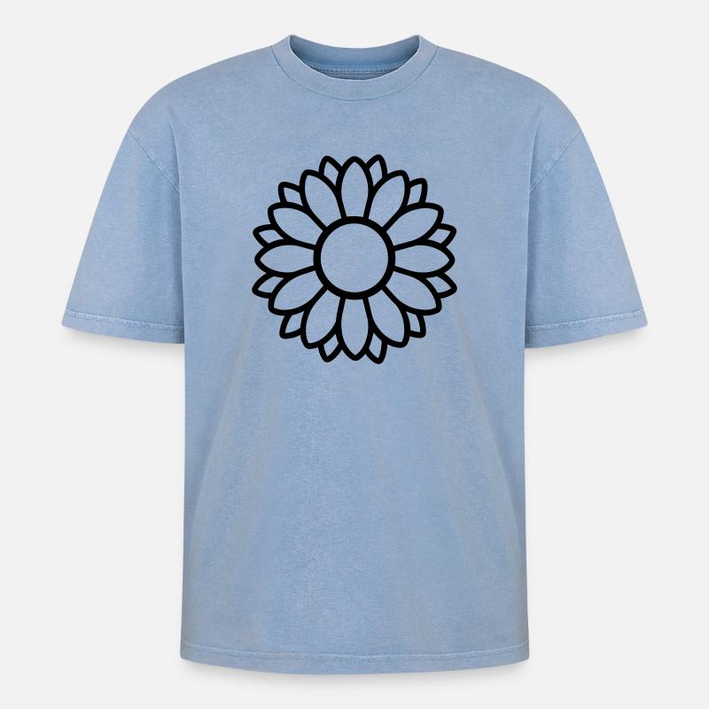 Sonnenblume - Oversized Unisex Premium Acid-Washed T-Shirt - Blau Acid Wash