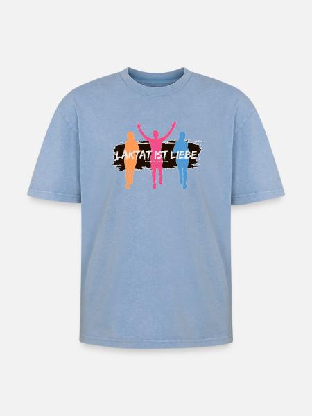 Lactate, c’est l’amour – Édition Runner - T-shirt Premium unisexe oversize acid-washed - bleu délavé acide