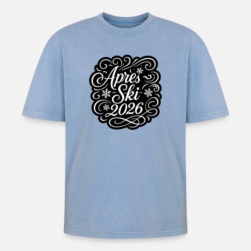 Apres Ski 2026 - Oversized Unisex Premium Acid-Washed T-Shirt - Blau Acid Wash