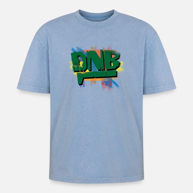 DNB-Graffiti-Ausbruch - Oversized Unisex Premium Acid-Washed T-Shirt - Blau Acid Wash