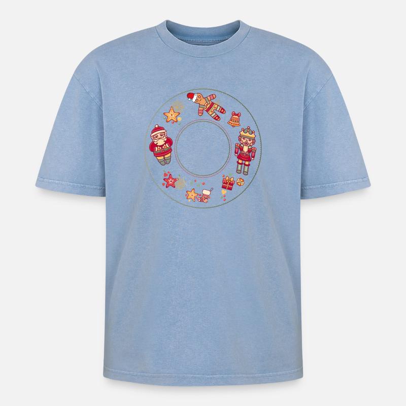 Nutcracker Christmas - Oversized Unisex Premium Acid-Washed T-Shirt - acid washed blue
