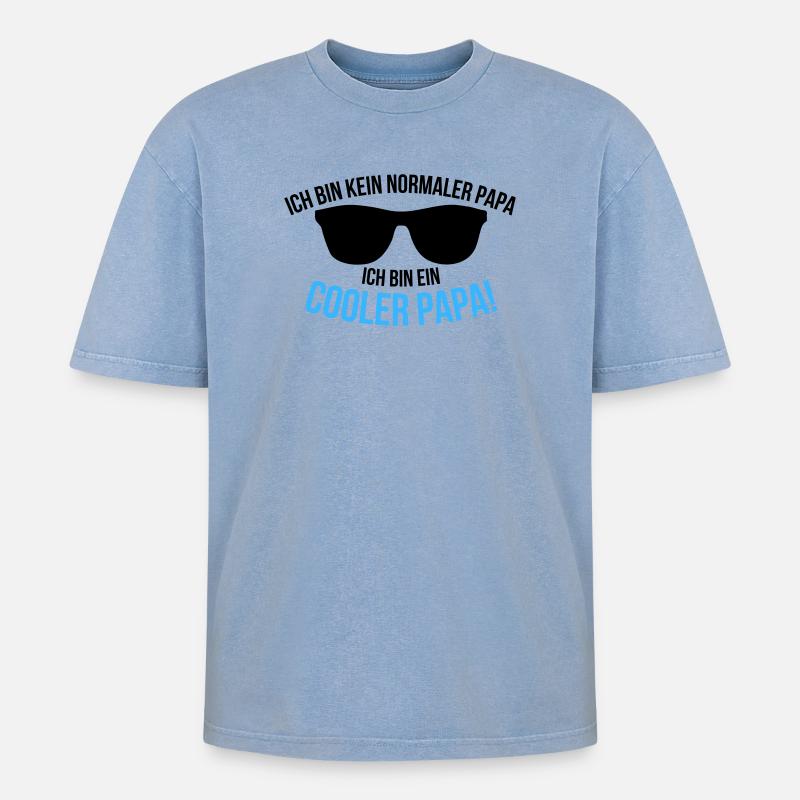 Ich bin ein cooler Papa Spruch - Oversized Unisex Premium Acid-Washed T-Shirt - Blau Acid Wash
