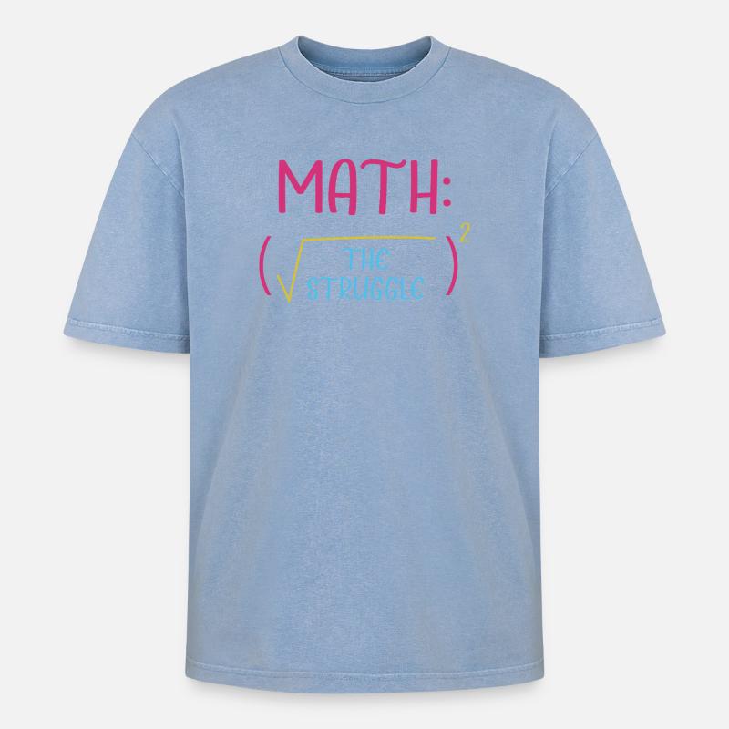 Math Math Math Teacher Mathematician - Oversized Unisex Premium Acid-Washed T-Shirt - acid washed blue