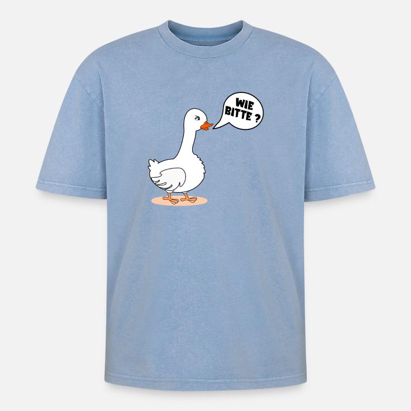 SELBSTBEWUSSTSEIN GANS WIE BITTE - Oversized Unisex Premium Acid-Washed T-Shirt - Blau Acid Wash