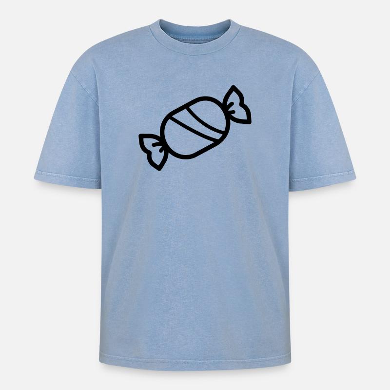 candy - Oversized Unisex Premium Acid-Washed T-Shirt - acid washed blue