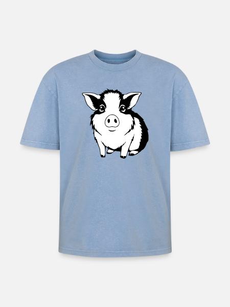 Guinea Pig T-shirt Gift - Oversized Unisex Premium Acid-Washed T-Shirt - acid washed blue