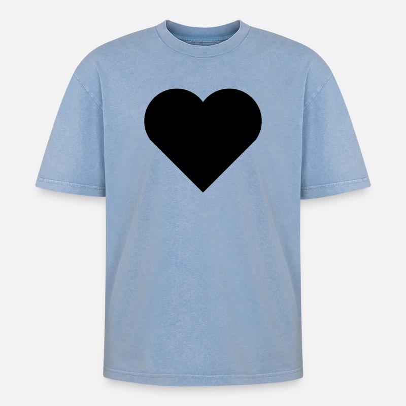Herz - Oversized Unisex Premium Acid-Washed T-Shirt - Blau Acid Wash